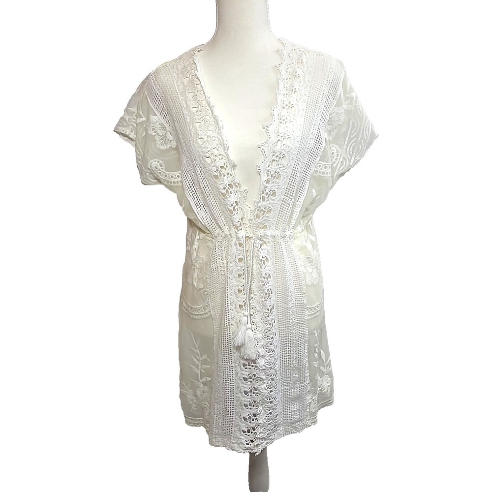 Amiani Resort Fashion Beach Cover Up Sz S/M Pool Cruise Lace Crochet Embroidered